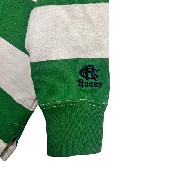 Vintage Rugby Ralph Lauren Slim Fit Polo Shirt Preppy Ivy League XS Green Stripe - Picture 9 of 12